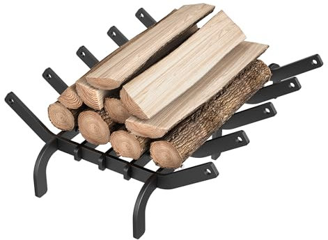 XMTECH Rejilla cuadrada de metal para leña con 6 patas de apoyo, cesta de fuego negra alta resistente al calor para braseros y hogueras