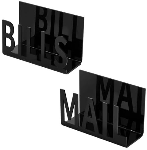 Briefhalter, Acryl, multifunktional, elegant, für den Schreibtisch, Schwarz, 2 Stück