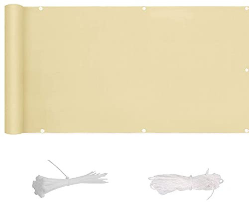 8 x 1 m Balkonsichtschutz aus Polyester, UV-beständig, für Hinterhof, Balkon, Pool, Veranda, Geländer, Gartenarbeit, Sichtschutz