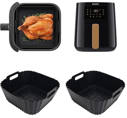 2 Stück Silikonform Heißluftfritteuse für Philips Airfryer 4,1L(HD9252, HD9200, HD9255), Air Fryer Silikon Einsatz, Backform Zubehör für Cosori 3,8L- 4,7L, Ninja Pro 4.7L Fritteuse
