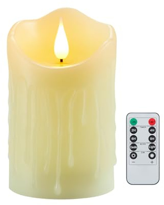 Koelaa Batterie LED Kerze mit Timer- und Fernbedienungsfunktion, Realistischer 3D-Flammeneffekt – Rauchfreie Batteriebetriebene Kerzen für Weihnachten, Adventsdekoration, Tischdeko, Party-7.5 * 15cm