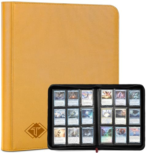 Trading Card Binder, Card Binder Album Folder Book Fit for MTG Baseball Football Sports Cards, Easy to Use Card Collection Binder (Yellow, 432 Pockets)