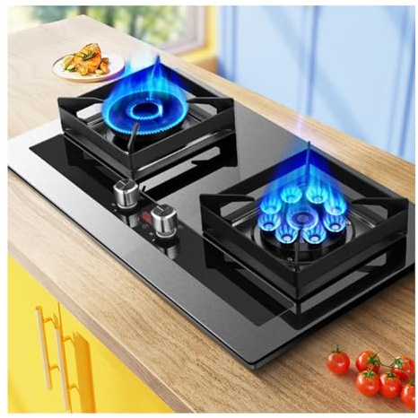 Cuisinière À Gaz D'extérieur Portable À Double Brûleur Cuisinière Au Propane 5,2 KW Dispositif De Protection Contre Les Extinctions Accidentelles Acier Inoxydable(NG)