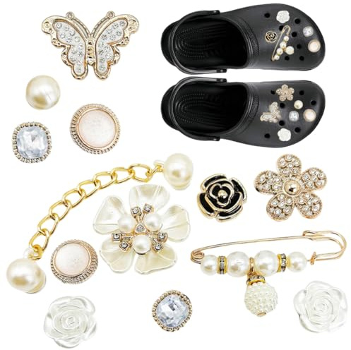 AFCJLTO 13 Pièces Charme Chaussure, Accessoires de Chaussure en Strass Charm pour Chaussures Pins pour Décorations de Chaussures de Bricolage Breloques de Chaussures pour Femme Cadeau à Faire Soi-Même