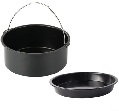 Feegow 2 plaques de cuisson pour friteuse à air chaud antiadhésives, plaque à pizza et plaque à gâteau pour une cuisine maison savoureuse, moule de cuisson antiadhésif pour gâteau (17,8 cm)