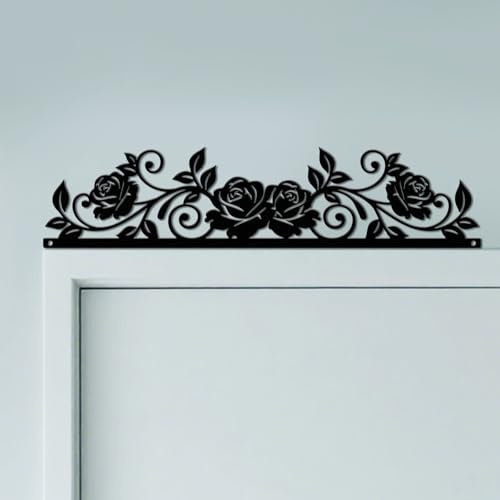 CUTHOLLOW Metal Decoración Marco Puerta, Encaje de Rosas Adorno de Entrada, Arte Creativo para Marcos de Puertas, Decoracion Pared para Habitación Infantil, Puerta de Entrada, Baño, Dormitorio