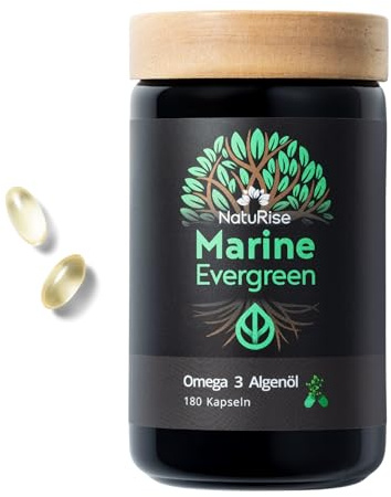 NatuRise® Omega 3 Vegan 180 Kapseln – 1440mg Algenöl pro Tag davon 869mg Omega-3 (DHA, EPA & DPA) – Hochdosiert – Laborgeprüft – Triglycerid-Form – UV-geschützt – Fischöl Alternative