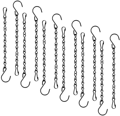 ShiningUU Hanging Basket Chains 12 Pack 10 Inch Rust-Proof Plant Hanging Chains with Hooks | Multi-Use Garden Hangers for Bird Feeders, Wind Chimes & Lanterns
