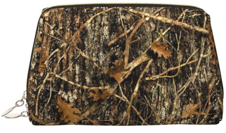 Bolsa de maquillaje de piel de camuflaje otoñal, bolsa de cosméticos, organizador de viaje