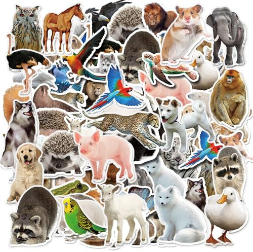 HDGSAFD 100 Adesivi Animali, Adesivi Animali Carino, Mano Ger Decorazione Adesivi, Utilizzato per Feste, Album di Ritagli, Notebook, Bottiglie d'Acqua, Valigie.