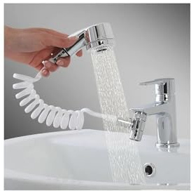 PGPBVLVGHM Doccetta Universale Easy, doccetta for lavandini, soffione, sifone, Fissaggio con Nastro Biadesivo, Pratica e compatta