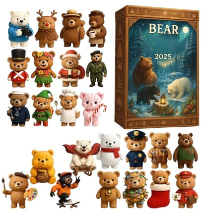 Bär Weihnachts-Adventskalender 2025, Weihnachts Countdown Kalender Mit Weihnachtsbaum Acryl Bär Anhänger Dekorative Weihnachtskatze Deko Acryl Tier Anhänger Ornamente Weihnachtsanhänger Für Wand Tür