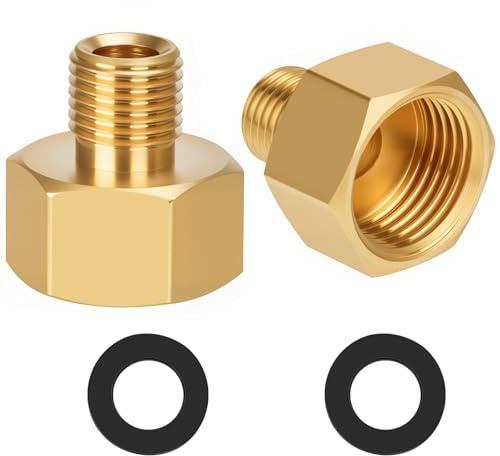 2 Stück LPG Gas Adapter 1/2 Rechts auf 1/4 Links Gasherd Armaturen Gasschlauch Verbinder aus Kupfer Übergang für Gaskocher, Hockerkocher, Campingkocher Gasherd