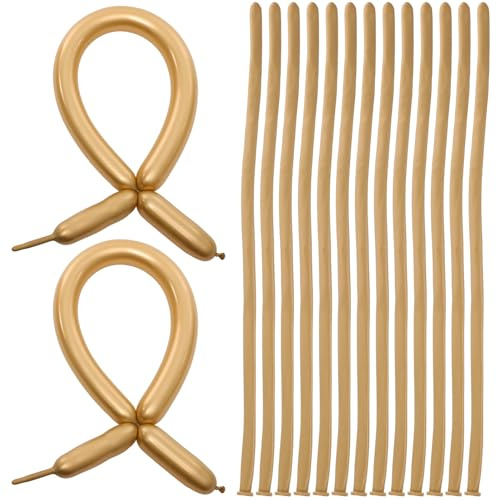 Zerodeko 100 Palloncini Lunghi in Lattice Metallici Oro 1,8 G Spessi per Modellazione e Decorazioni Feste Compleanno Matrimonio