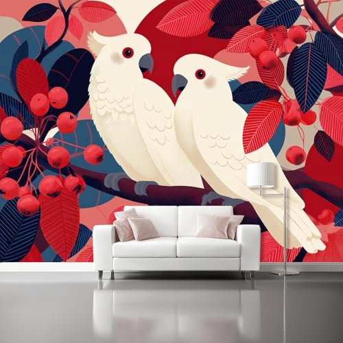 Générique Papier Peint Panoramique 150 x 105 cm（WxH, Style Résumé Plantes Perroquet Intissé Fonds – Fresque Murale Personnalisée Pour Salon Chambre Multicolore Poster Décoratif Moderne