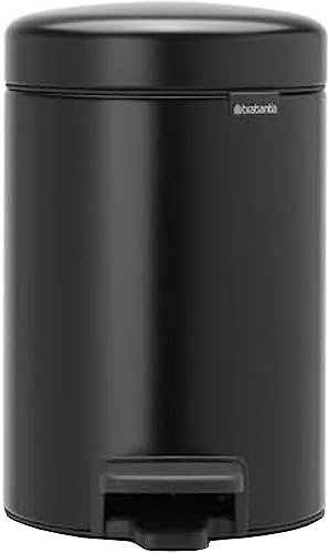 Brabantia Cubo de basura con pedal, Negro Mate, 3 l