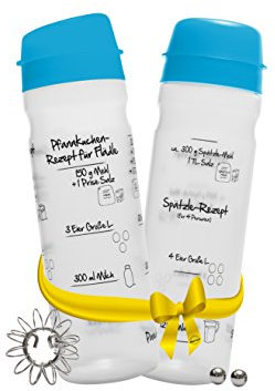 FOOD-SHAKER-SET mit 875ml-Pfannkuchen-Shaker + 4-Portionen-Spätzle-Shaker Teigmixer mit Spätzlepresse und Portionierer Patentiert Made in Germany in der Farbe BLAU