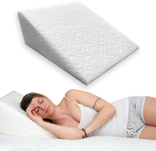 Feature Home Bed Wedge Pillow – Orthopedic Support Cushion for Acid Reflux, Back & Neck Pain, Snoring, Heartburn, Post Surgery – Elevated Foam Wedge for Sleeping – Removable Washable Cover