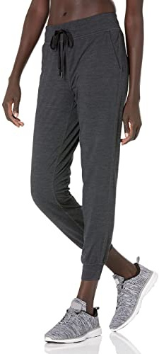 Amazon Essentials Jogger Elástico Técnico de Tejido Cepillado (Disponible en Tallas Grandes) Mujer, Negro Teñido Multicolor, L