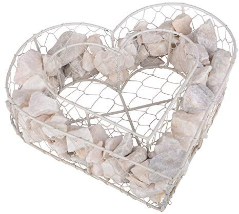 UNUS Vaso per piante a forma di cuore, decorazione da giardino, 35 x 35 x 8 cm, decorazione da giardino per esterni, gabbione resistente alle intemperie