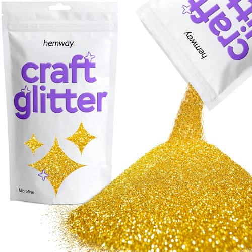 Hemway Bastel-Glitzer, Gold, mikrofein, 0,1 mm, für Kunsthandwerk, Becher, Papier, Glas, Dekorationen, DIY-Projekte, 100 g