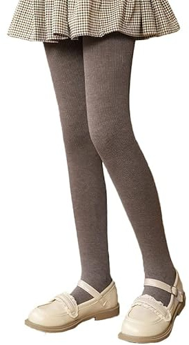 LOLANTA Vintertights för flickor tjocka fleecefodrade stretchiga mjuka stickade strumpbyxor skoluniform, Brun stickad, 6-8 År