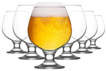 LAV Brandy Snifters Glass Set | Dishwasher Safe, Short Stem Balloon Glasses, Glass Goblets for Spirits, Bourbon Whiskey, Cognac, Scotch, Beer Tasting Glasses | 13.25 oz | Set of 6