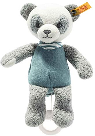 Steiff GOTS Spieluhr Panda Paco, Süßes Stofftier, Jungen, Mädchen & Babys ab 0 Monaten, Herausnehmbares Musikwerk, Plüschtier 22 cm, Hellgrau, 242380