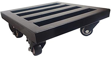 YiHYSj Carrello per Piante con 4 Ruote Carrello per Fiori per Interni Espositore per Piante in Metallo Scaffale per Vasi da Fiori per Balcone Interni Esterno Giardino Portata 150 kg (40x40cm,Black)