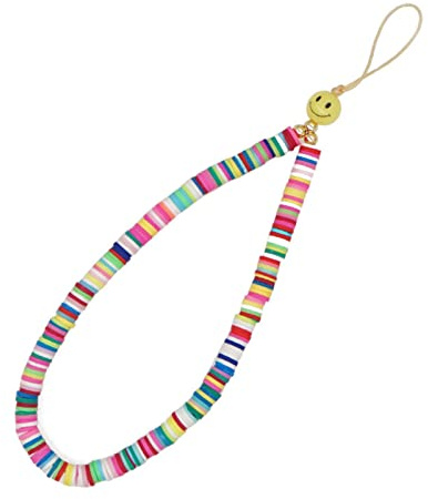 Perles Arc-en-Ciel Chaudes dragonne pour chaîne de téléphone Support de téléphone Portable chaîne lanière colorée Mode Smiley chaînes de Bijoux