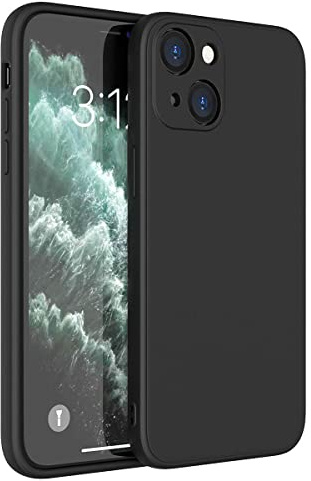 Mixroom - Cover Custodia Case per iPhone 13 Protezione Copre Fotocamera in Silicone TPU Opaco con Bordi Piatti Colore Nero