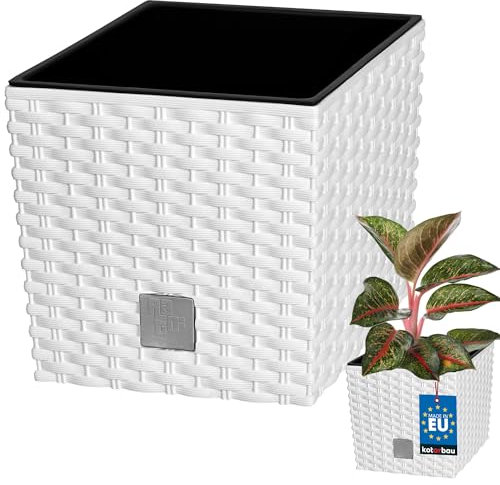 KOTARBAU® - Vaso da fiori, coprivaso con vaso interno, per coltivare le piante, 200 mm, bianco