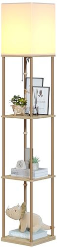 SUNMORY Lampada da Terra con Ripiani, 3 Temperature di Colore, Lampade da Terra Inclusa Lampadina LED E27, Lampade da Terra per Soggiorno, Camera da Letto, Studio e Ufficio, Lampada da Terra
