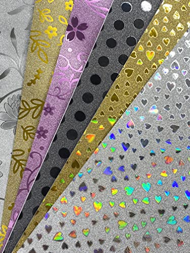 12 x A4-Bögen mit Glitzer, selbstklebendes Glitzerpapier, fusselfrei, 80 g/m², 6 Designs, Multipack