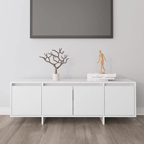 Mogou TV-skåp, TV-bord, TV-skåp, TV-bord, vardagsrumsmöbler, vardagsrum TV-möbler, spånskiva vit 120 x 30 x 40,5 cm