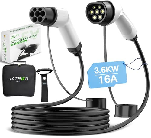 JATRHG Cavo di Ricarica EV 3.6KW 16Amp/Monofase/15 Metri/Veicolo Elettrico e Ibrido Ricaricabile da Tipo 2 a Tipo 2