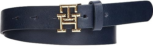 Tommy Hilfiger Damen Gürtel Logo 2,5 cm Ledergürtel, Blau (Space Blue), 85 cm
