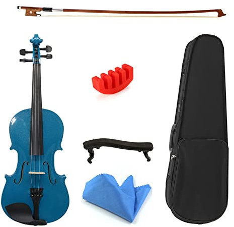 Blaue Akustische Violine Für Anfänger Mit Geigenkoffer, Geigenbogen, Geigenschulterstütze, Geigendämpfer, Geigensaiten Erwachsene Violine (Color : 1/2)
