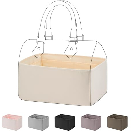 DGAZ Handtasche Tasche Organizer, Seide Innentaschen für LV Speedy Nano/20/25/30/35/40/45 Tasche, Leicht Handtaschenorganisator für Handtasche (Craie, Speedy 20) | Innentasche, Weiches Satinfutter, Passform, Optimaler Schutz, Leicht
