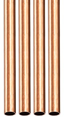 DTGN 4mm x 0.25mm x 300mm(ODxMuro TxL) Rame Tubo - 4pz - Buono per Macchinari Attrezzatura Fai-da-te Decorativa Cornice - Rotondo Metallo Tubazione
