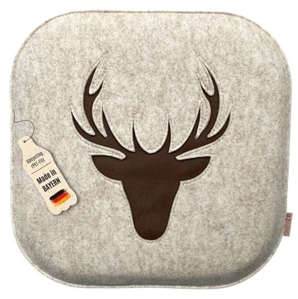 kontor28® - Sitzkissen Filz handgefertigt Made IN Germany | Sitzkissen Stuhl 37,5 x 37,5 cm aus rPET-Filz weiche und robuste Polsterung | Sitzauflage Stuhl für In- und Outdoor | beige 1er-Set