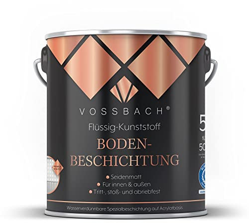 VOSSBACH Premium Flüssig Kunststoff Bodenbeschichtung 5l RAL 7001 Silbergrau Seidenmatt Betonfarbe Bodenfarbe