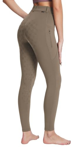 BALEAF Damen Winter-Reithose Fleece-Reithose Vollbesatz Reithose Reißverschluss-Taschen Leggings