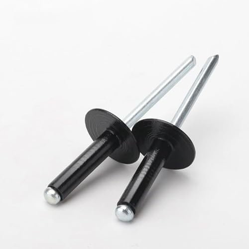 20–40 Stück schwarze Aluminium-Blindnieten mit großem Flansch, offene hohle Blindnieten, großes Kappenblatt, selbststeckende Nietendekoration, 6,4 mm, 20 Stück (M5 weiß)