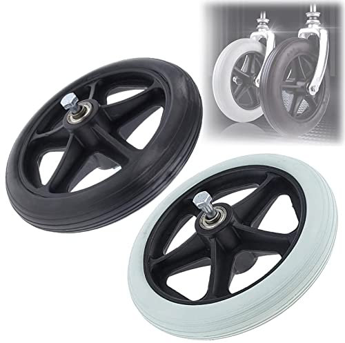 ANSNOW Rad-Ersatzteile Für Rollstühle, Walker-Räder, Verschleißfestes Rad, 5/16 Zoll (8 Mm) Lager, Für Elektrorollstuhl, Professionelle Rollstuhl-Vorderrolle/Schwarz/8 Zoll/20 cm