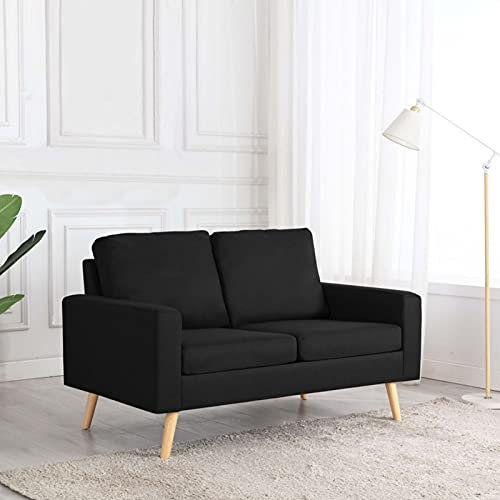 Festnight Sofa 2 sitzer zweisitzer Sofa Couch 2 sitzer Sofas & couches Stoffsofa Loungesofa Doppelsofa für Wohnzimmer Sofa klein 2 sitzer für jugendzimmer Empfang Café Schwarz 2-Sitzer