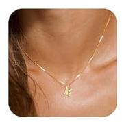 FUNEIA Gold/Silber Kette mit Buchstaben Anhänger Damen Initialen Halskette | 14 Karat Vergoldet Namen Buchstabenkette Hypoallergene Anfangsbuchstaben A-Z Modeschmuck Geschenke Teenager Mädchen