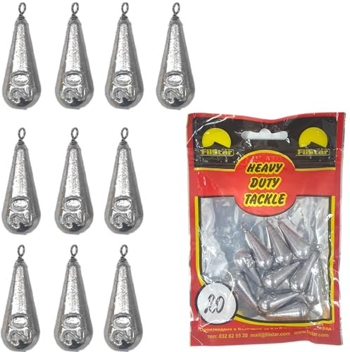 PRO FILSTAR Birnenblei Set 10 x 20g - Blei Angeln mit Wirbel - Angel Bleie Set - Grundangeln - Grundblei Angeln - Blei Gewicht - Angelblei - Fishing Weights - Bleigewichte – Tropfenblei – Karpfenblei