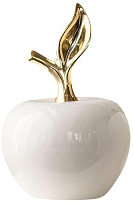 rockible Apfel Dekofigur aus Keramik, Apfelstatue für Wohnzimmer und Büro | Lebensechte Apfel-Skulptur, Kleine Tischdekoration für Desktop und Bücherregal, Geschenk für Familie & Freunde, Weiß klein