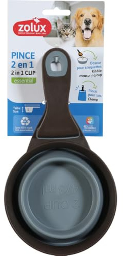 Zolux - Pince 2 en 1 doseur Silicone L 473 ML Gris pour Chat et Chien